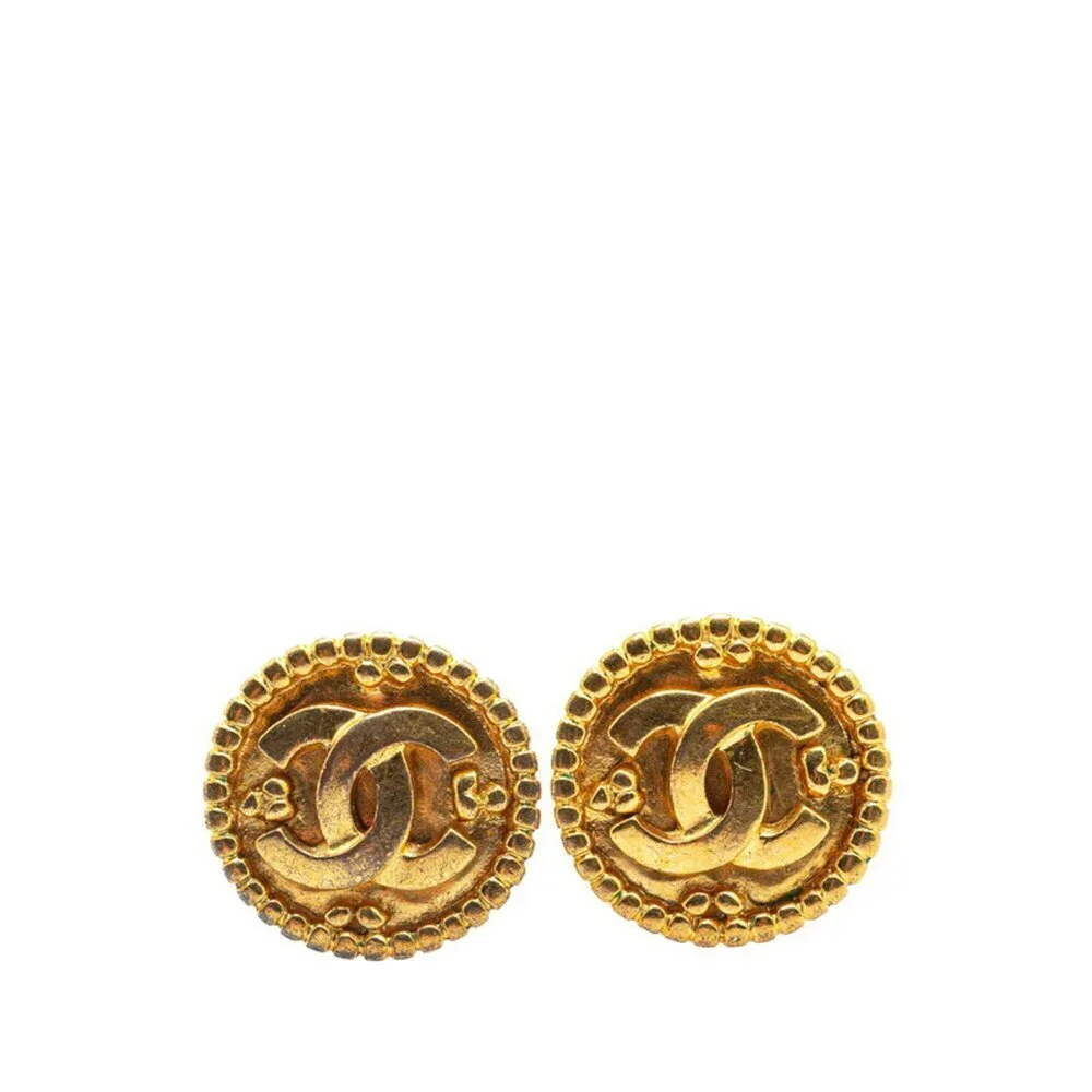 CHANEL Gold Logo Earrings